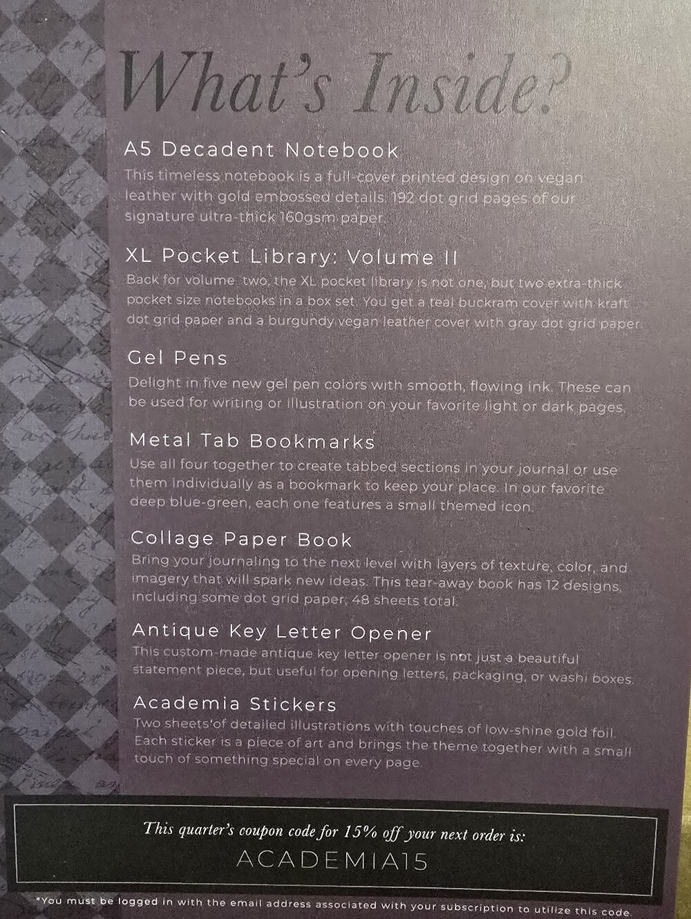 NIB Archer & Olive Academia Dark & Decadent 3Q2024 Quarterly Sub Box - Picture 3 of 7